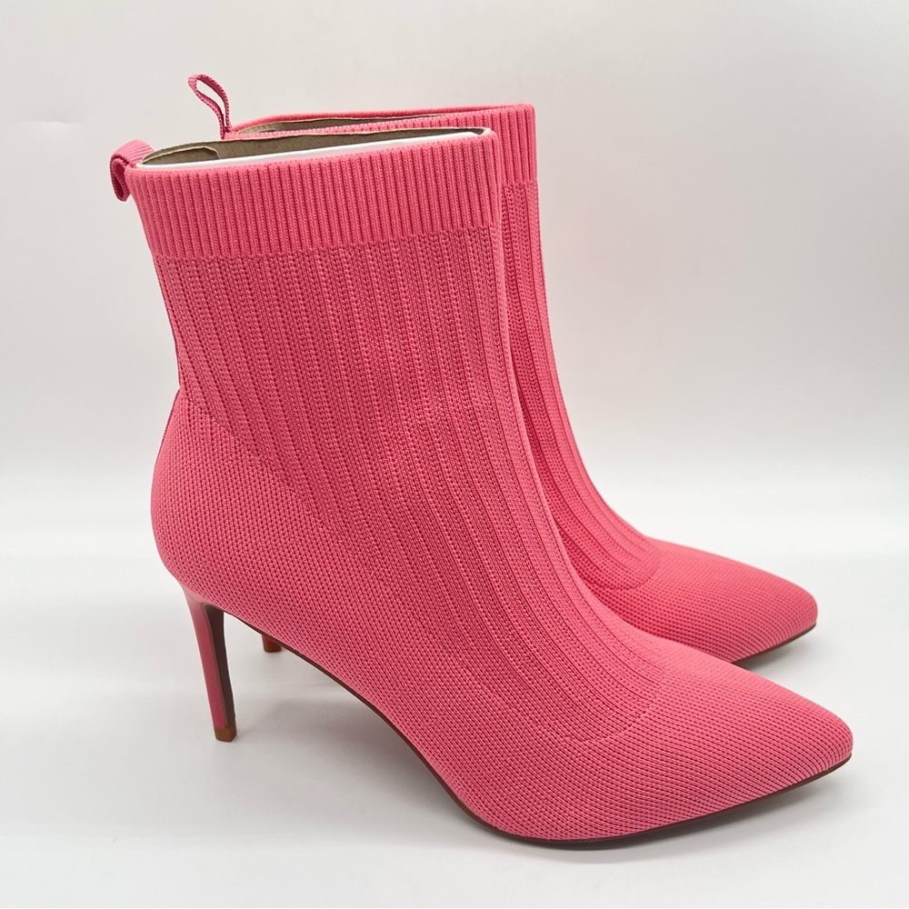 Chinese Laundry Size 7.5 Pink‎ Knit Stiletto Heel Pointed Toe Ankle Boots Shoes